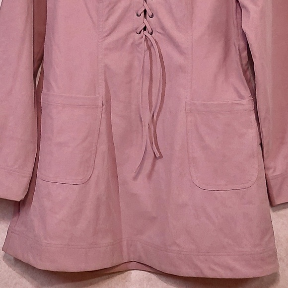 NWT Free People Pink Zephyr Mini Dress Pink/Rose Soft Suede-Like, Lace-Up,SizeM - Picture 3 of 9